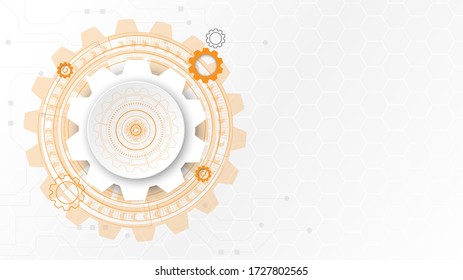 Gear circuit technology background with hi-tech digital data connection system and computer electronic
