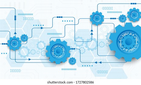 Gear circuit technology background with hi-tech digital data connection system and computer electronic