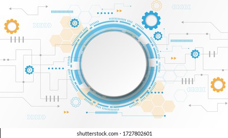 Fondo de tecnología de circuito de engranajes con sistema de conexión de datos digitales de alta tecnología y electrónica de computadora