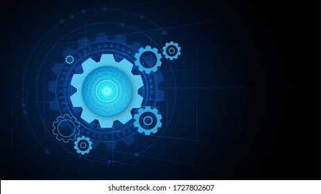 Gear circuit technology background with hi-tech digital data connection system and computer electronic