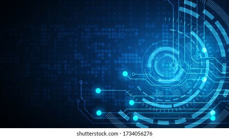 Gear circuit technology background with hi-tech digital data connection system and computer electronic