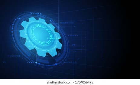 Fondo de tecnología de circuito de engranajes con sistema de conexión de datos digitales de alta tecnología y electrónica de computadora