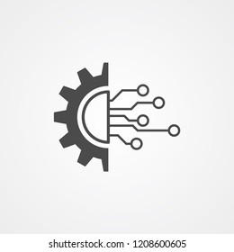 Gear and circuit vector icon sign symbol