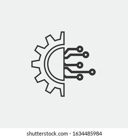 Gear and circuit vector icon technology