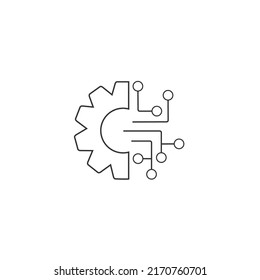 Símbolo del símbolo de la línea del vector del engranaje y del circuito