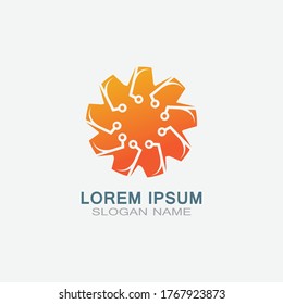 Gear with Circuit vector template logo simple for business technology design