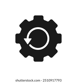Gear with circular arrow. Mechanism, workflow icon flat style isolated on white background. Vector illustration