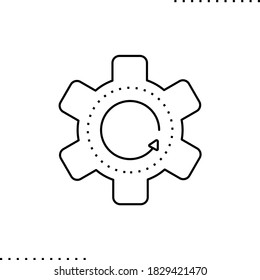 gear and circular arrow, refresh button vector icon in outlines