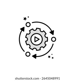 Gear and Circular Arrows Representing Ongoing Workflow Optimization and Automation in Technological Systems