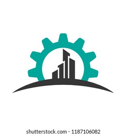 gear city vector logo template 
