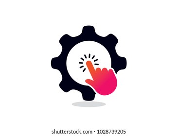 Gear Click Logo Design Template, Element Design, Vector Design