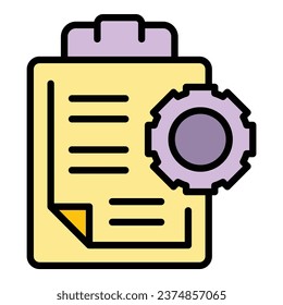 Gear clipboard icon outline vector. Car automotive. Vehicle service color flat