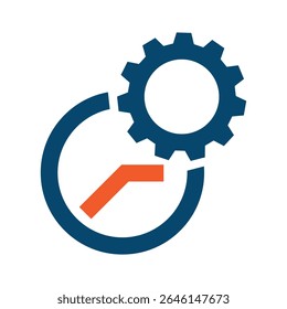 Gear and Clock Icon, Quick Fast Service Icon, Repair Service Time, Modern Business Growth Icon, Maintenance Time Vector