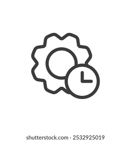 Engranaje con el icono del reloj Logotipo simple del Vector del esquema