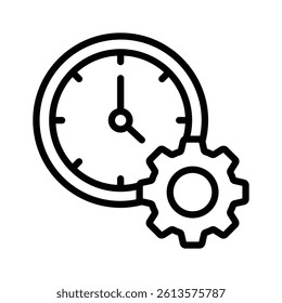 Gear and clock icon symbolizing effective time usage
