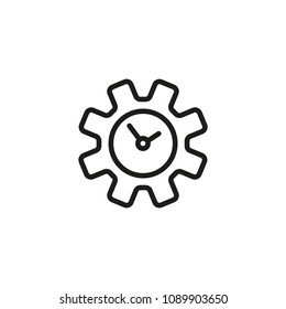 Gear clock line icon. Watch, cogwheel, mechanism. Timing concept. Can be used for topics like schedule, time management, optimization