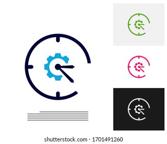 Gear Clock logo design concept vector. Time management logo template. Concept icon isolated on white background. Vector symbol.