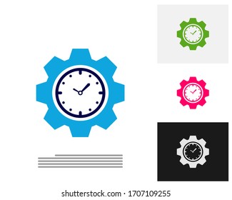Vector de concepto de diseño del logotipo del reloj de engranajes. Plantilla de logotipo de administración de tiempo. Icono de concepto aislado en fondo blanco. Símbolo vector.
