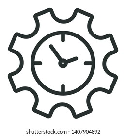 gear clock - minimal line web icon. simple vector illustration. concept for infographic, website or app.