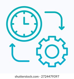 Gear With Clock Reprocessing Sign Icon. Update, Cycle, Arrow. Processing, Renewal concept Gradient Line Style Icon.
