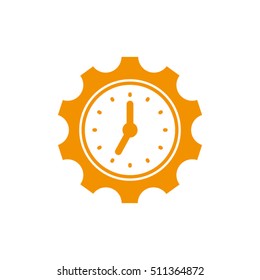Gear clock time concept design icon vector illustration eps10. Isolated badge  flat design for website or app - stock graphics