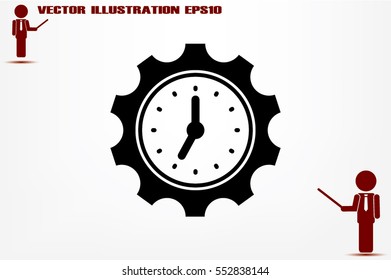 Gear clock time concept design icon vector illustration eps10. Isolated badge  flat design for website or app - stock graphics