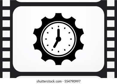 Gear clock time concept design icon vector illustration eps10. Isolated badge  flat design for website or app - stock graphics.