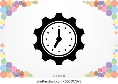 Gear clock time concept design icon vector illustration eps10. Isolated badge  flat design for website or app - stock graphics 