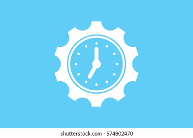 Gear clock time concept design icon vector illustration eps10. Isolated badge  flat design for website or app - stock graphics.