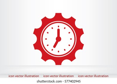 Gear clock time concept design icon vector illustration eps10. Isolated badge  flat design for website or app - stock graphics.