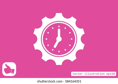 Gear clock time concept design icon vector illustration eps10. Isolated badge  flat design for website or app - stock graphics