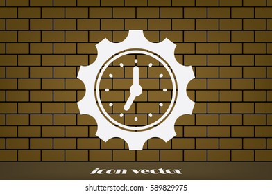 Gear clock time concept design icon vector illustration eps10. Isolated badge  flat design for website or app - stock graphics