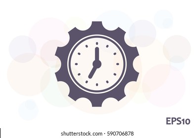 Gear clock time concept design icon vector illustration eps10. Isolated badge  flat design for website or app - stock graphics.