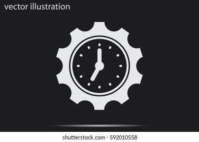 Gear clock time concept design icon vector illustration eps10. Isolated badge  flat design for website or app - stock graphics