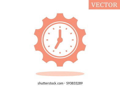 Gear clock time concept design icon vector illustration eps10. Isolated badge  flat design for website or app - stock graphics.
