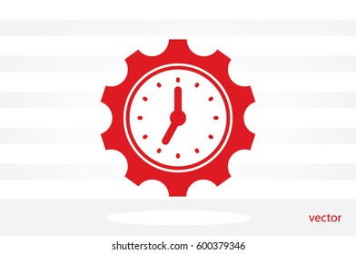 Gear clock time concept design icon vector illustration eps10. Isolated badge  flat design for website or app - stock graphics