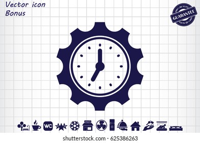 Gear clock time concept design icon vector illustration eps10. Isolated badge  flat design for website or app - stock graphics