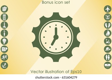 Gear clock time concept design icon vector illustration eps10. Isolated badge  flat design for website or app - stock graphics