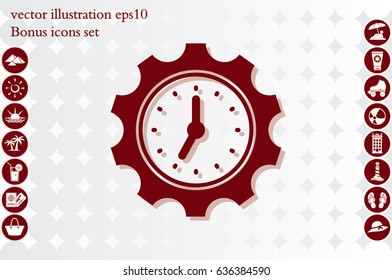 Gear clock time concept design icon vector illustration eps10. Isolated badge  flat design for website or app - stock graphics