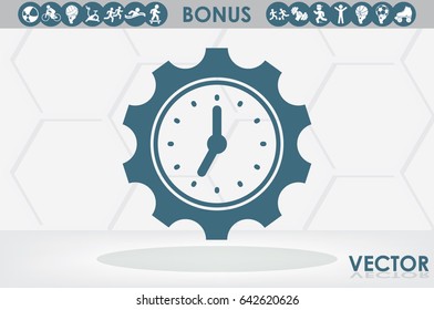 Gear clock time concept design icon vector illustration eps10. Isolated badge  flat design for website or app - stock graphics