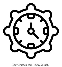 Gear clock time icon outline vector. Laptop work. Problem sad