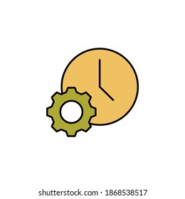 engranaje, reloj, icono de tiempo. Los signos y símbolos se pueden utilizar para web, logotipo, aplicación móvil, interfaz de usuario, UX
