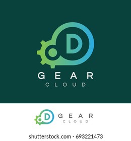 gear cloud initial Letter D Logo design