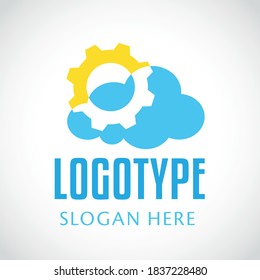 Gear cloud logo template design vector.