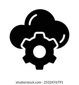 Engranaje con la nube que muestra el icono del concepto de la configuración de la nube, gestión de la nube
