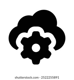 Gear with cloud showing icon of cloud setting, cloud management