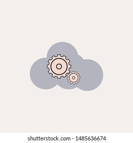 Gear in Clouds symbol, icon vector illustration.