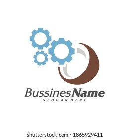 Gear Coconut logo vector template, Creative Coconut logo design concepts, Icon symbol, Illustration