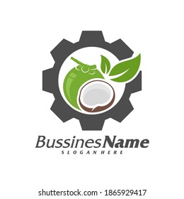Plantilla vectorial del logotipo del Coco de los engranajes, conceptos de diseño del logotipo del coco creativo, símbolo del icono, Ilustración