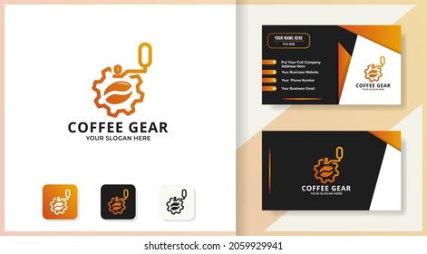 gear coffee logo and business card design